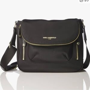 Karl Lagerfield Paris Black “Cara” Women’s Nylon Crossbody/Messenger Bag